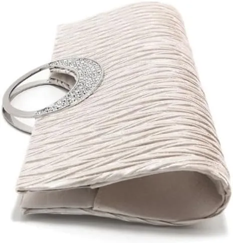 Satin Fabric Pleats Evening Bag French Simple Clutch Purses