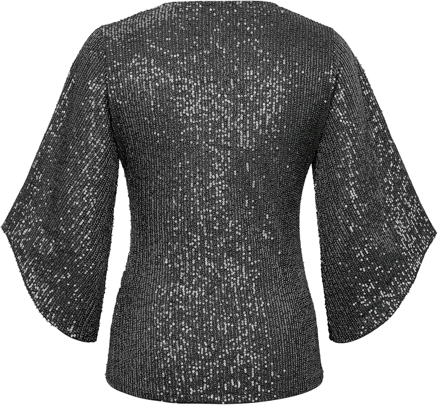 Sequin Tops for Women 3/4 Sleeve Blouse for Women Dressy Sparkly Tops V Neck Outfits for Party Glitter Tops