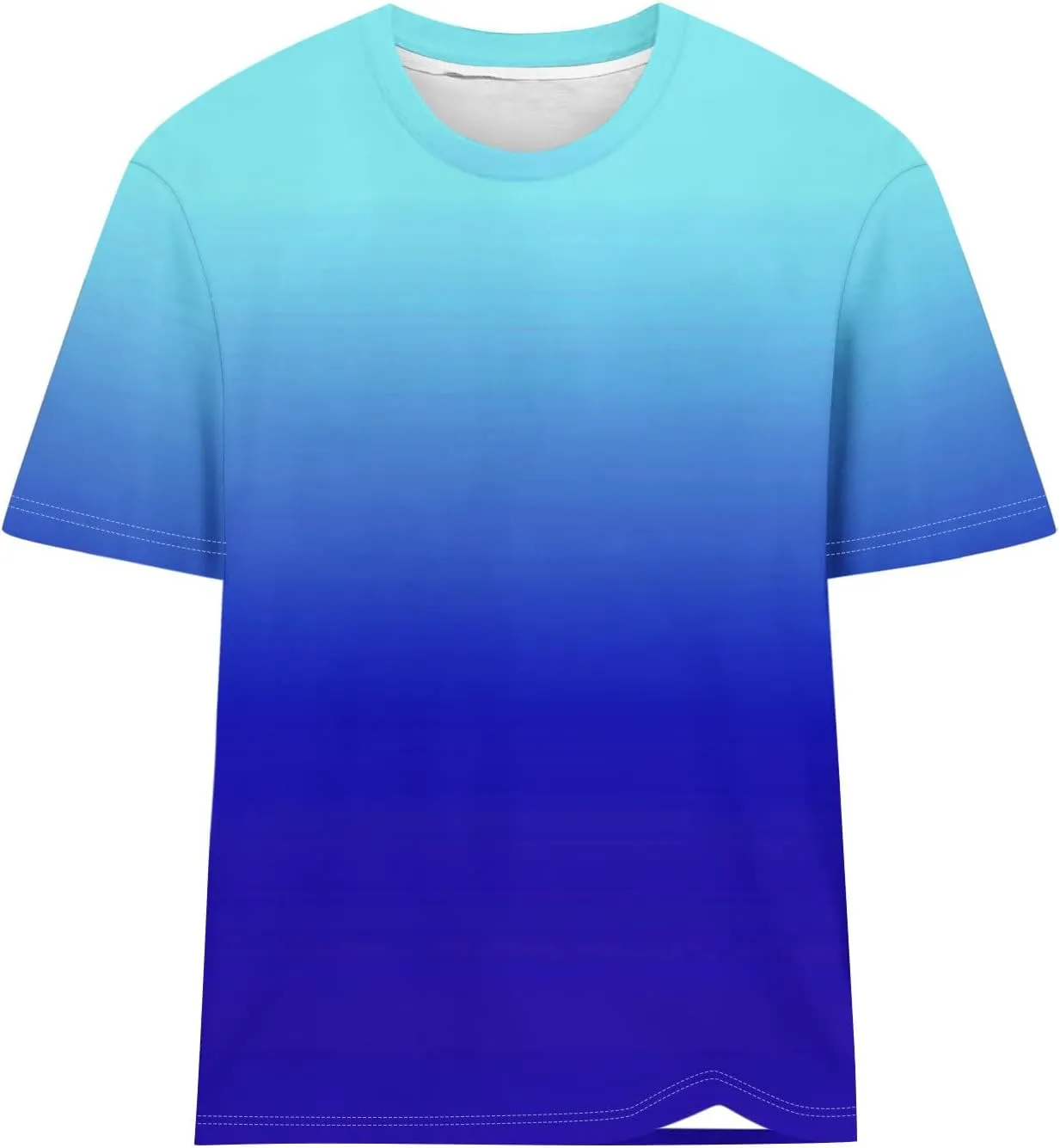 Short Sleeve T-Shirts for Women Trendy Ombre Crew Neck Loose Tunic Shirt Gradient Casual Blouses Vacation Tees