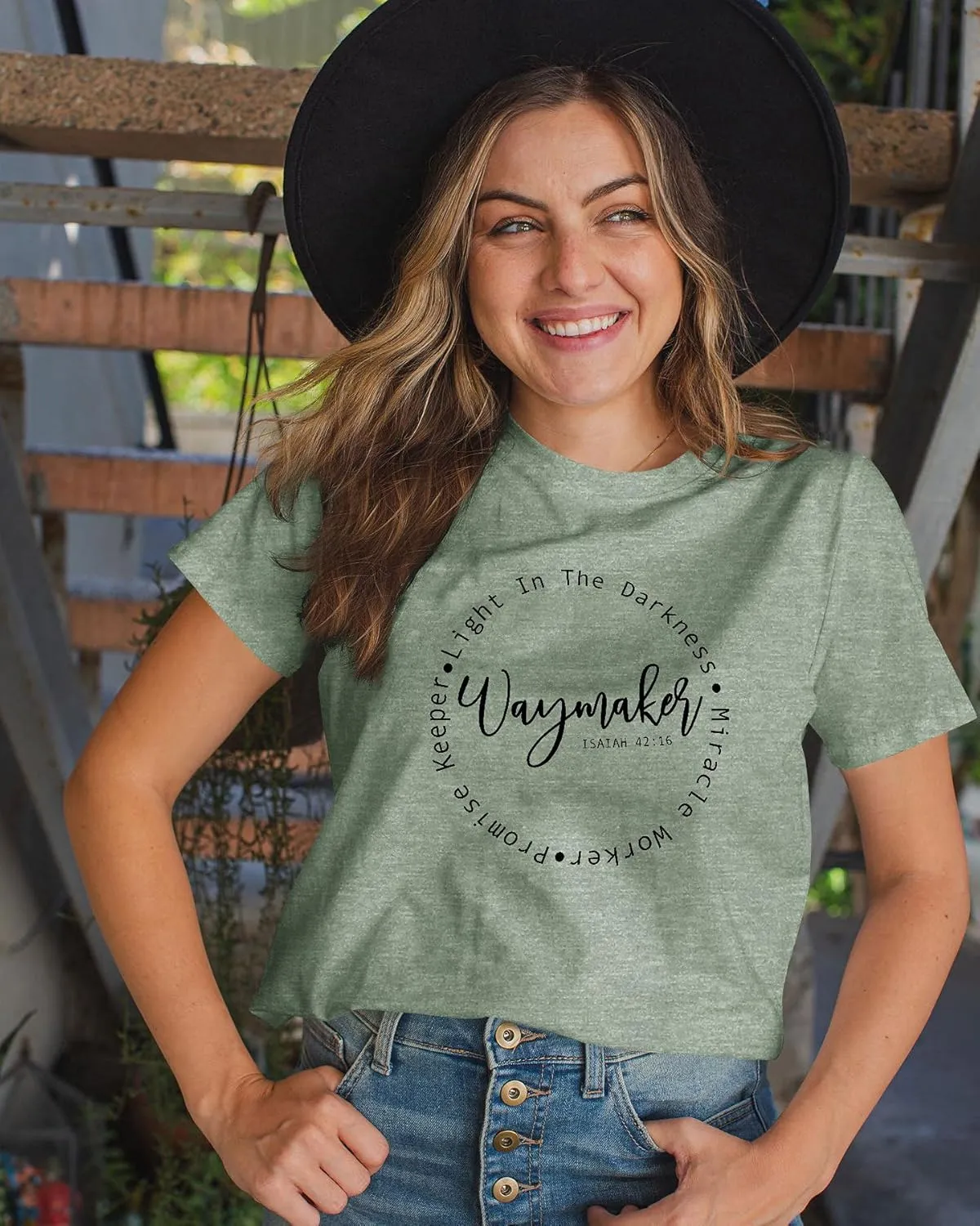 SLEITY Women Waymaker Light in The Darkness Christian Top Oversize Graphic Tee Shirt