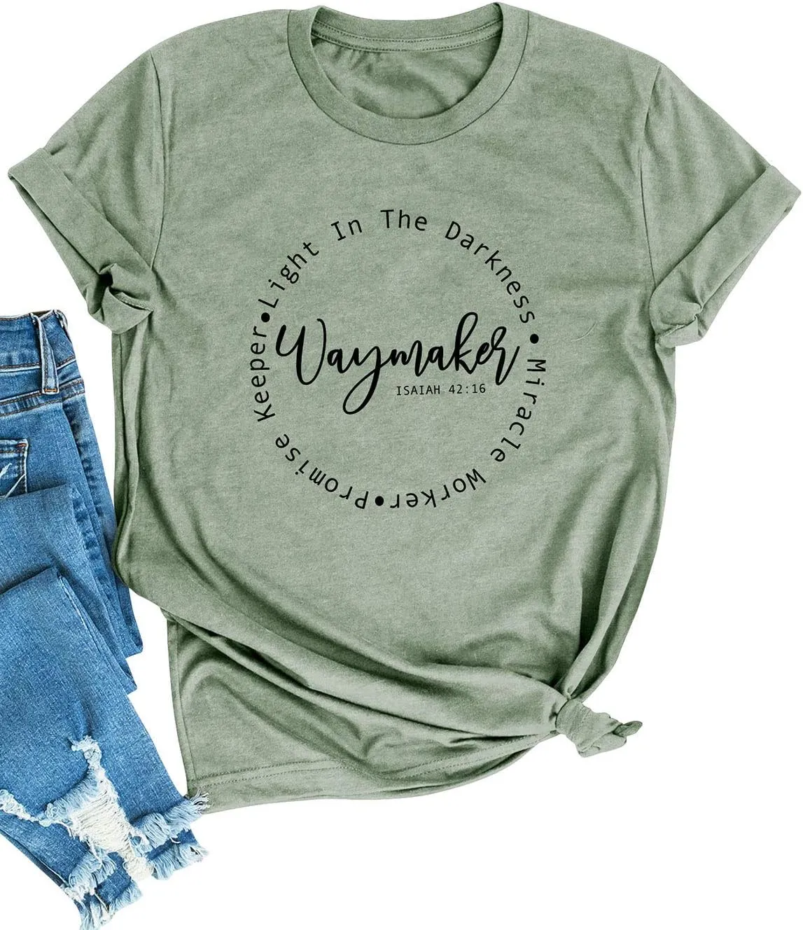 SLEITY Women Waymaker Light in The Darkness Christian Top Oversize Graphic Tee Shirt