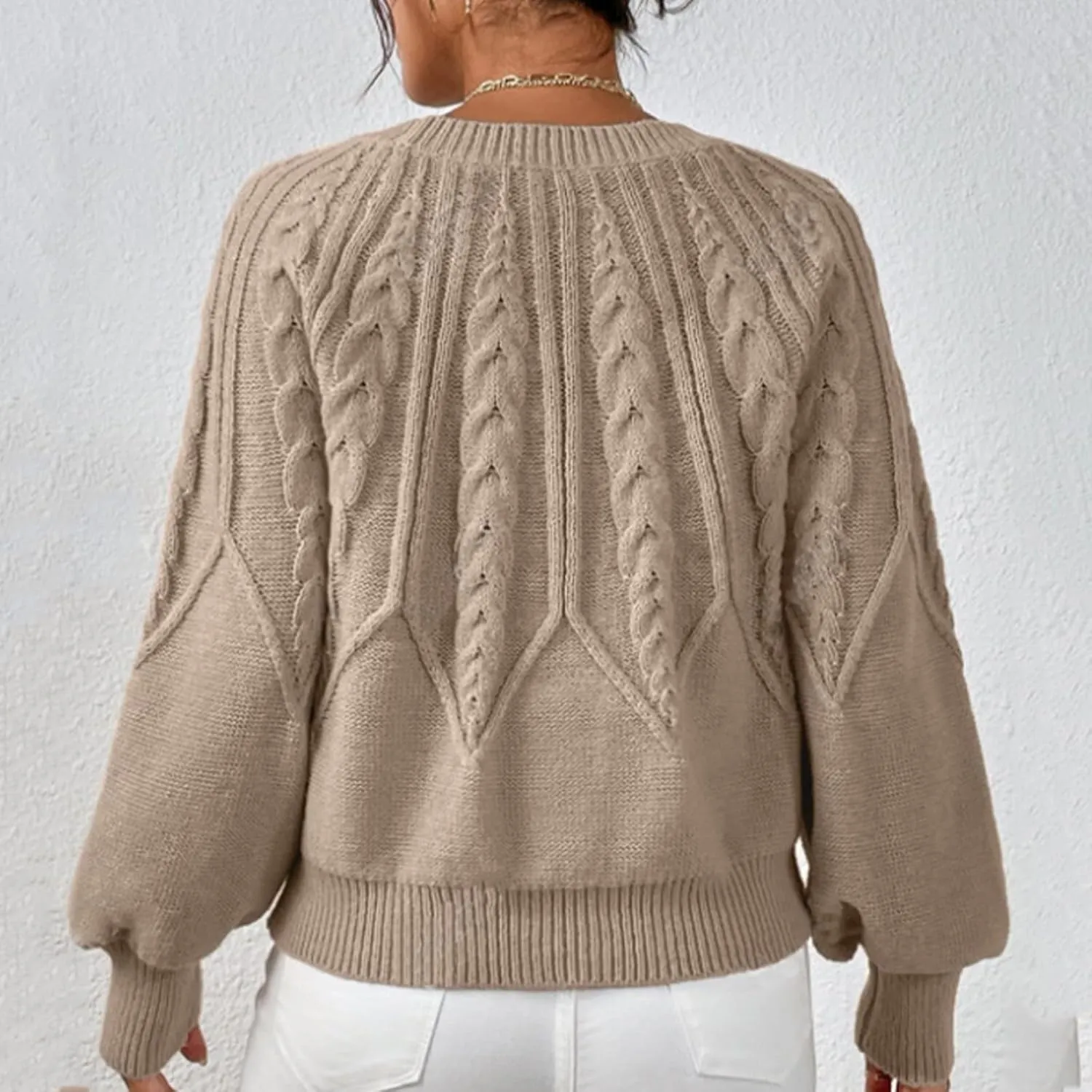 slqdgmryz Cable Knit Sweater Women Oversized Crewneck Cute Fall Sweaters Casual Long Sleeve Chunky Pullover Winter Clothes
