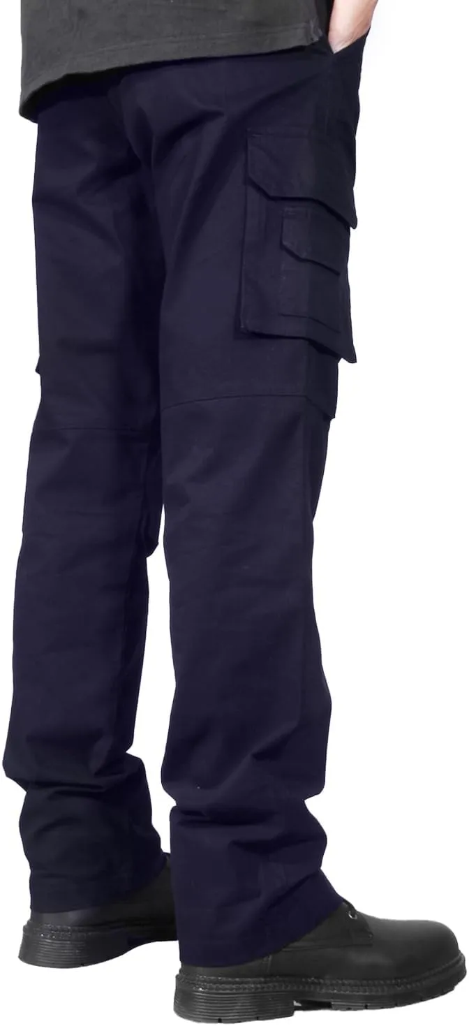 Soulsfeng Men's Cargo Pants Cotton Straight Stretch Tactical Work Hiking Pants with Pockets