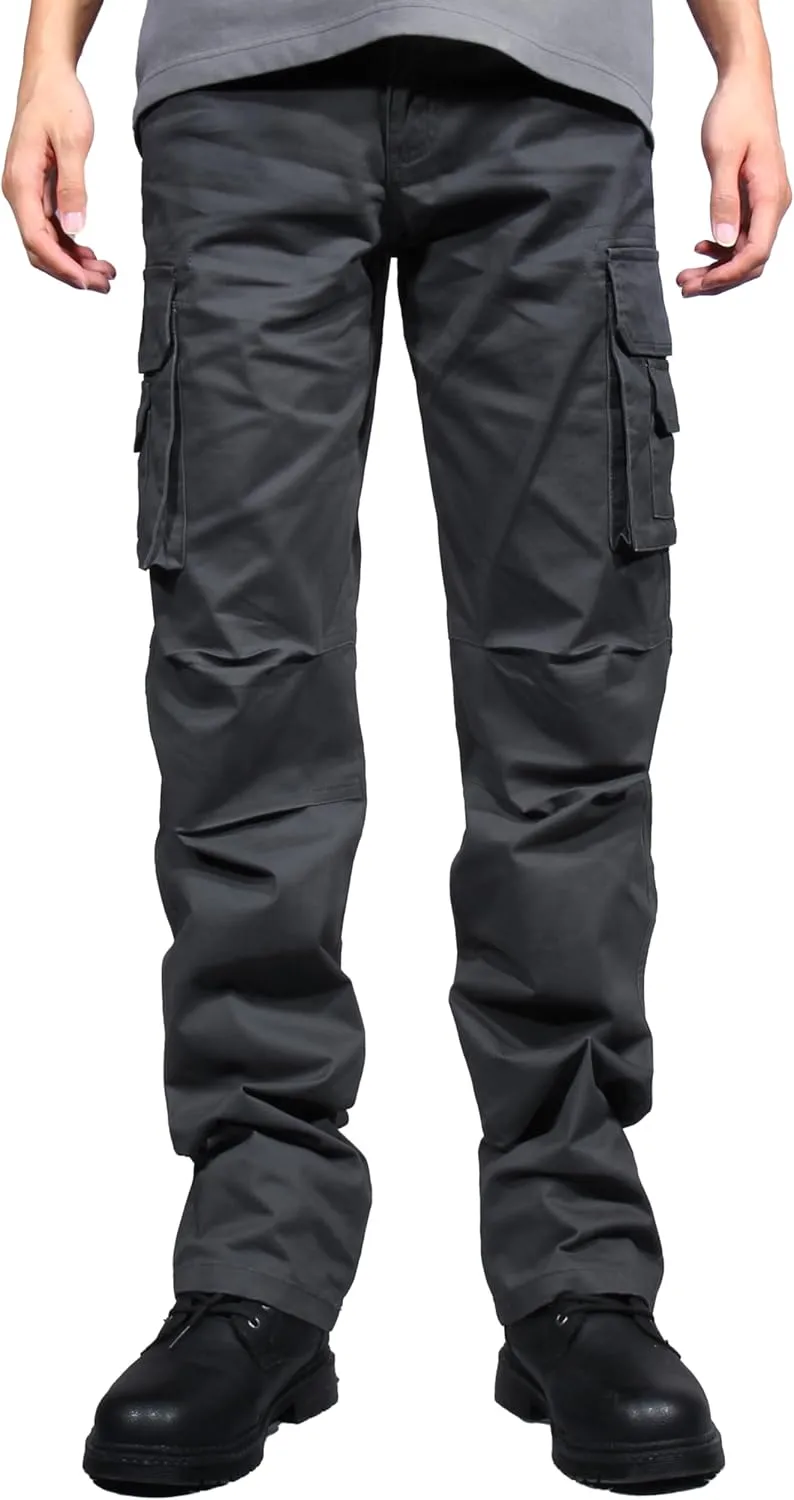 Soulsfeng Men's Cargo Pants Cotton Straight Stretch Tactical Work Hiking Pants with Pockets