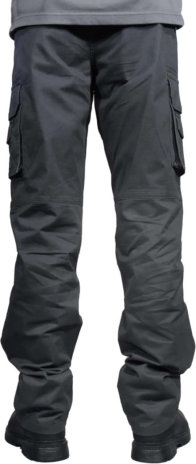 Soulsfeng Men's Cargo Pants Cotton Straight Stretch Tactical Work Hiking Pants with Pockets