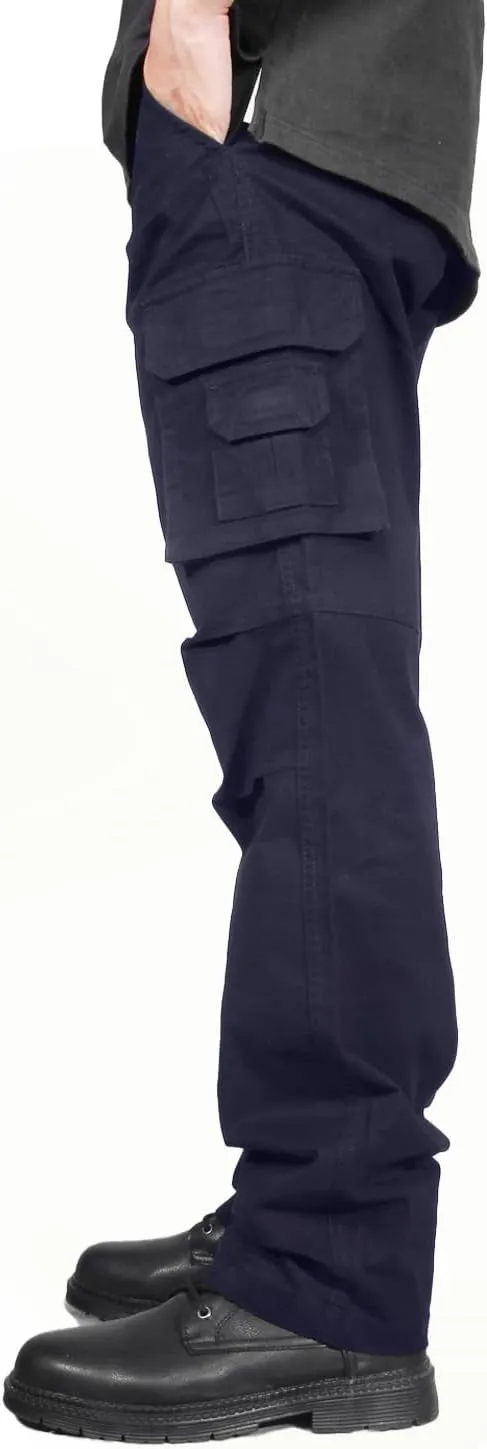 Soulsfeng Men's Cargo Pants Cotton Straight Stretch Tactical Work Hiking Pants with Pockets