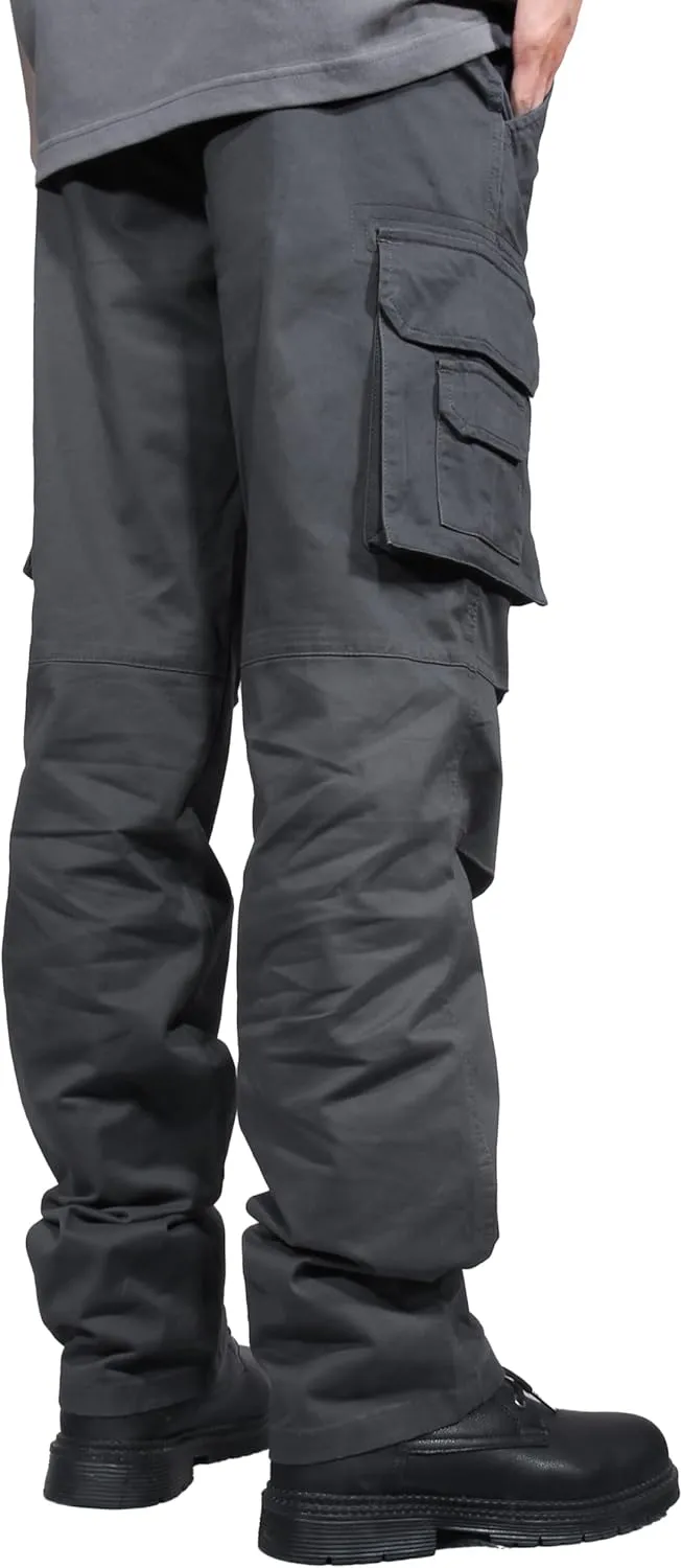 Soulsfeng Men's Cargo Pants Cotton Straight Stretch Tactical Work Hiking Pants with Pockets
