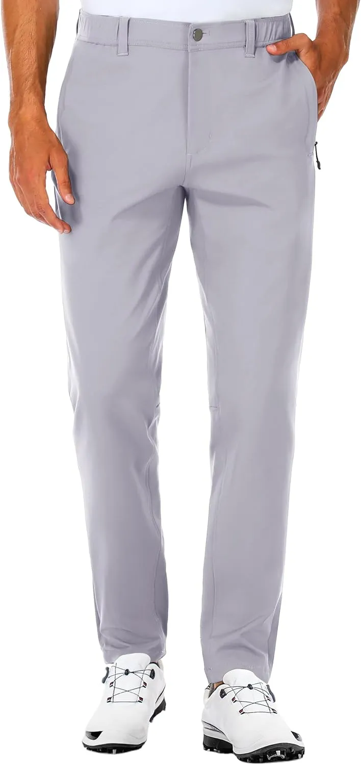 SPECIALMAGIC Golf Pants Men Stretch Slim fit Hiking Pants Lightweight Dress Casual Tapered Zipper Pockets