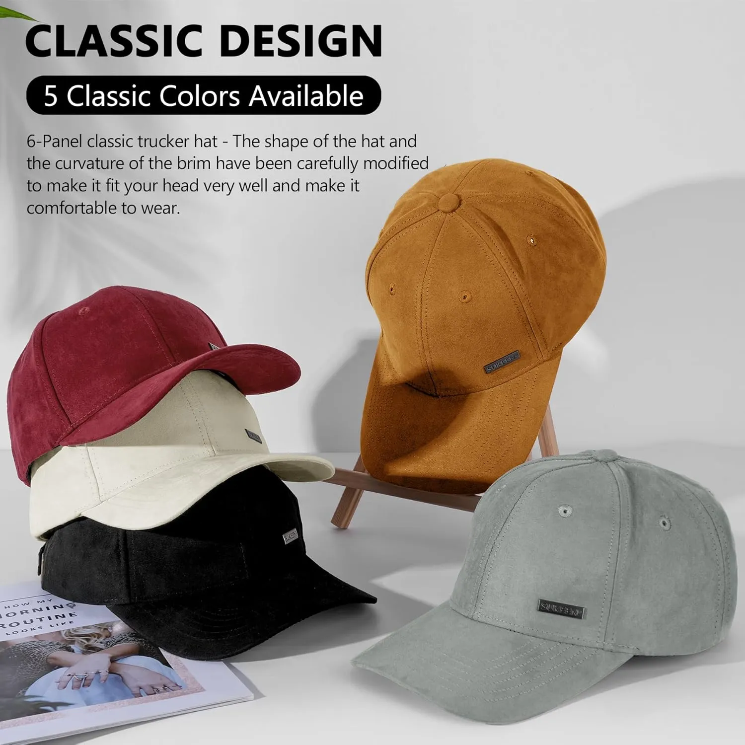 Sukeen Trucker Hat for Men Women 6-Panel Structured Baseball Cap with Adjustable Buckle, Classic Style for Running Workouts