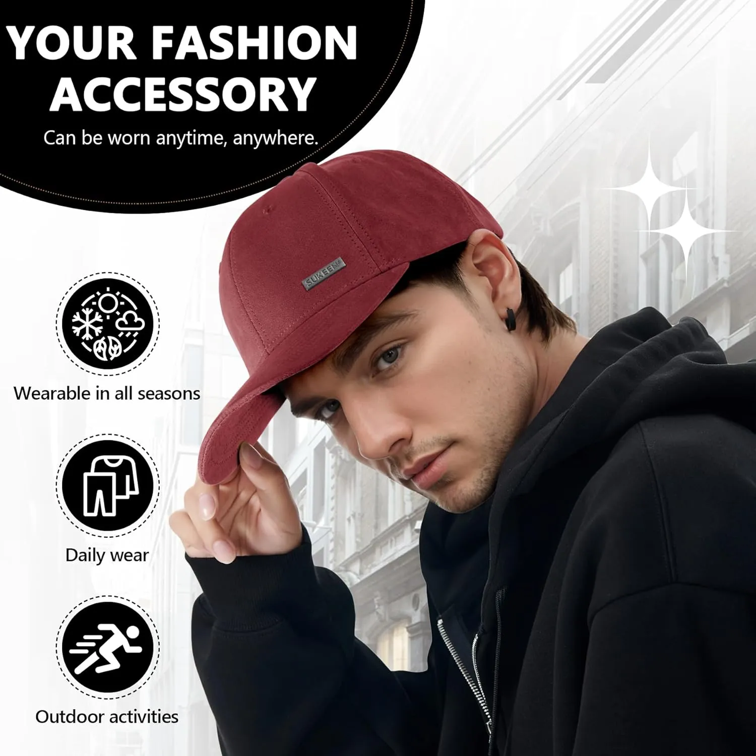 Sukeen Trucker Hat for Men Women 6-Panel Structured Baseball Cap with Adjustable Buckle, Classic Style for Running Workouts