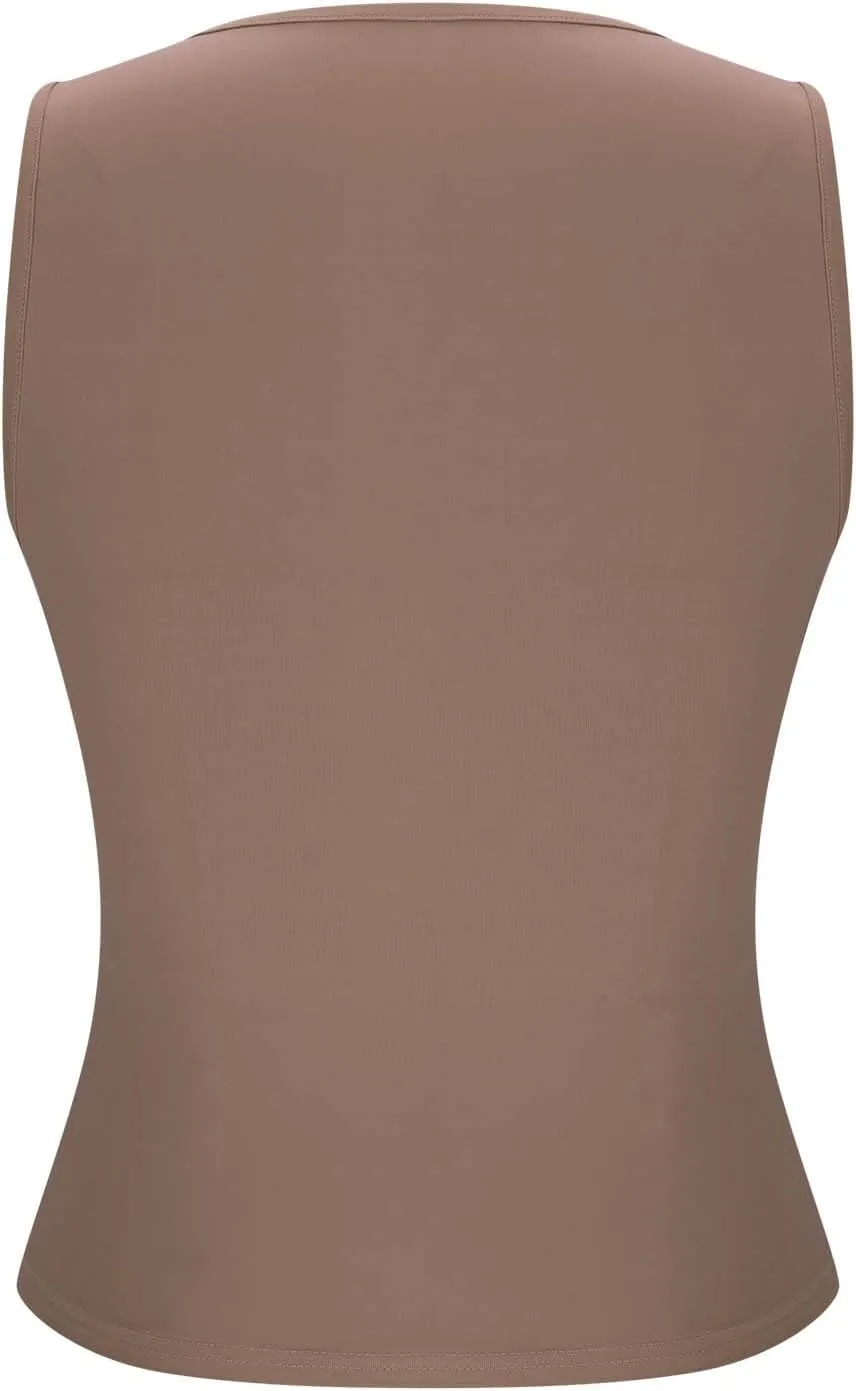 Summer Basic Tees for Women Sexy Slim Fit Tank Tops with Built in Bra Sleveless Crop Shirts Casual Solid Basic Tees