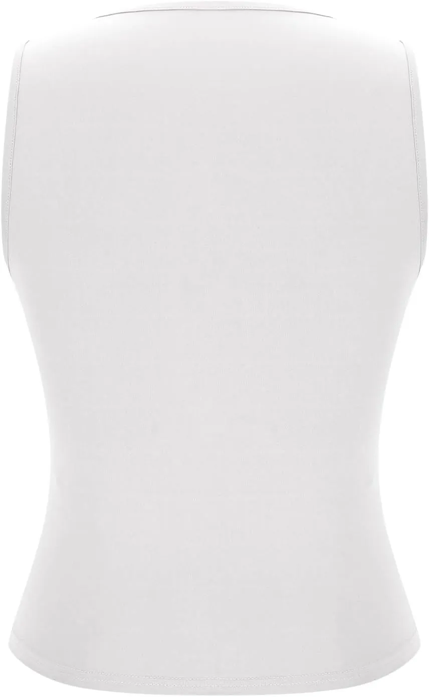 Summer Basic Tees for Women Sexy Slim Fit Tank Tops with Built in Bra Sleveless Crop Shirts Casual Solid Basic Tees