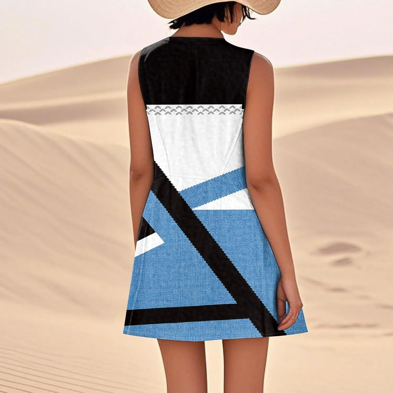 Summer Dresses for Women 2025 Loose Beach Vacation Clothes Sleeveless Linen Sundresses with Pocket Tank Dress