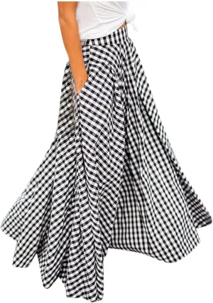 Summer Flowy Boho Floral Maxi Skirt Women Elastic High Waist Tiered Pleated Casual Beach Long Skirt