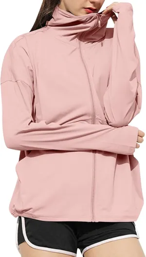 Sun Shirts for Women UPF 50  Casual Hoodies UV Protection Long Sleeve Hiking Shirts Quick Dry Athletic Light Jacket