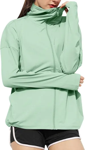 Sun Shirts for Women UPF 50  Casual Hoodies UV Protection Long Sleeve Hiking Shirts Quick Dry Athletic Light Jacket