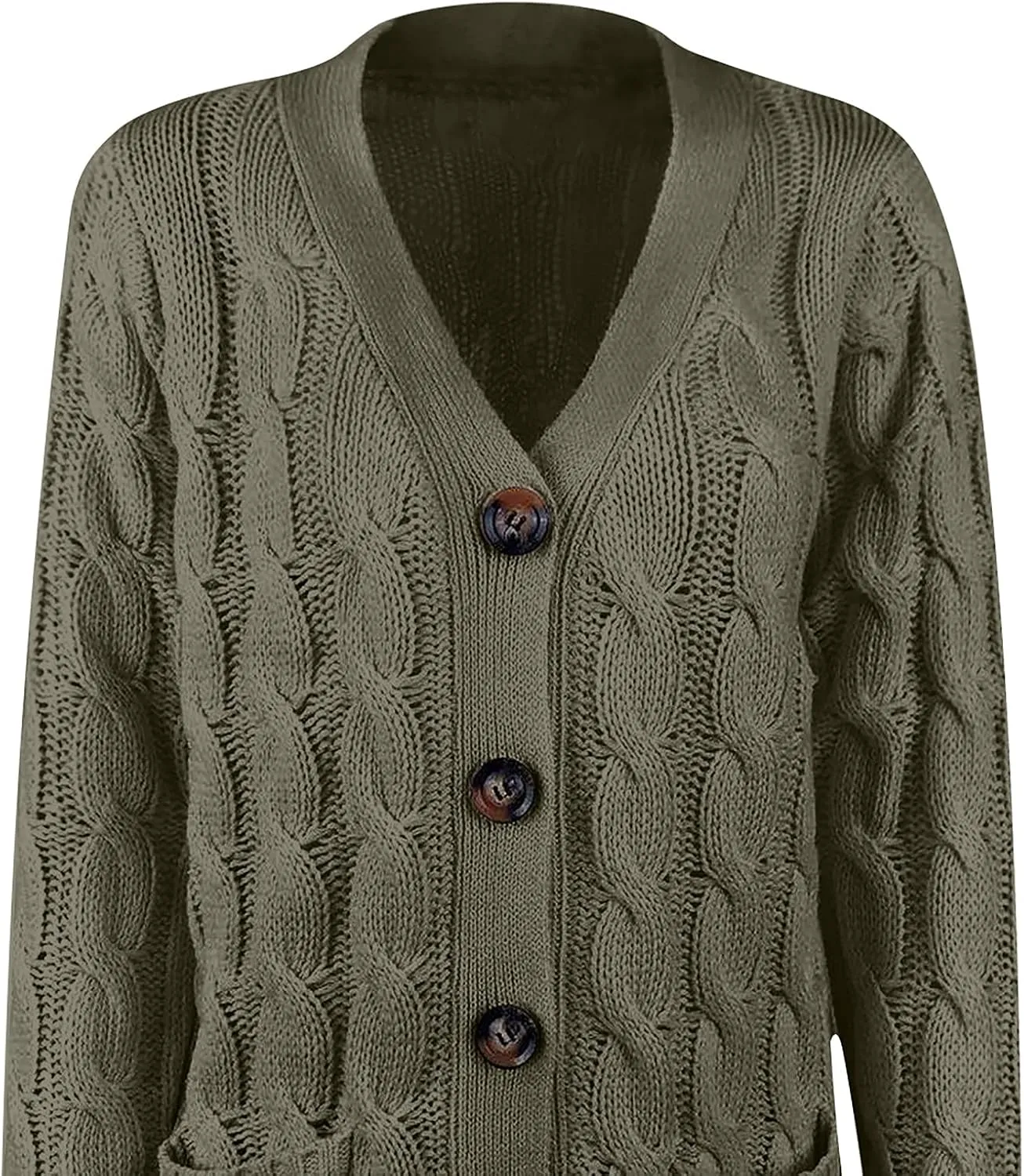 Sweaters for Women Fashion Open Front Long Sleeve Button Cardigans Chunky Cable Knitted Fall Winter Cardigan Outwear