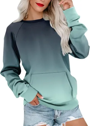 Sweatshirt for Women Fall Fashion Long Sleeve Crewneck T-shirt Loose Comfortable Pullover Hoodless Sweatshirts with Pockets
