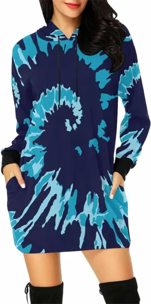Sweatshirt For Women Light Blue Decorative Elements Womens Sweatshirt Dress Long Sleeve Hoodies Mini Dresses Casual Hoodie