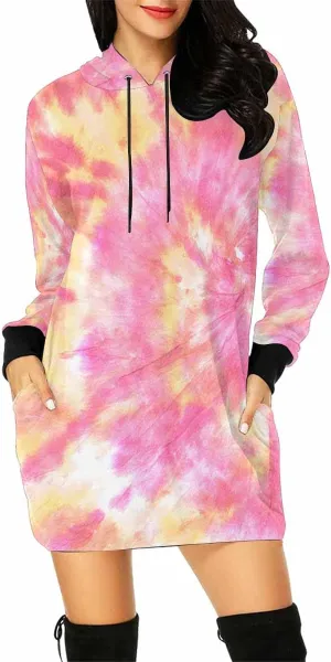 Sweatshirt For Women Light Blue Decorative Elements Womens Sweatshirt Dress Long Sleeve Hoodies Mini Dresses Casual Hoodie