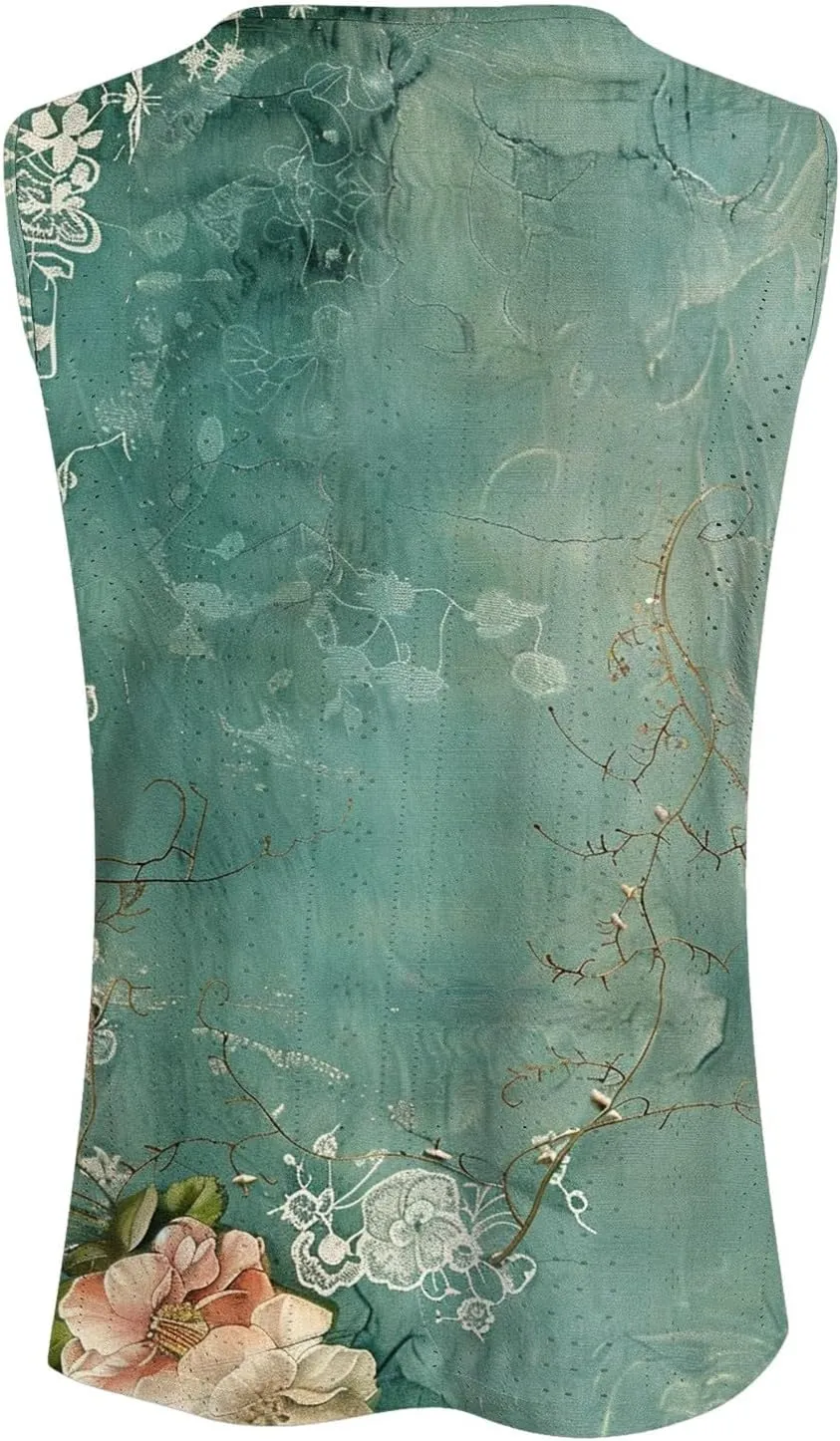 Tank Tops for Women 2025 Trendy Summer V Neck Sleeveless Tee Shirts Spring Clothes Casual Loose Blouses