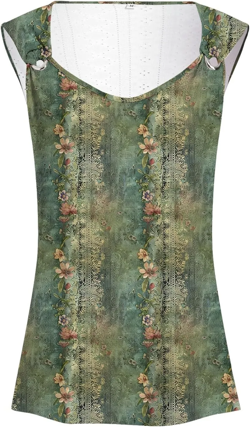 Tank Tops for Women 2025 Trendy Summer V Neck Sleeveless Tee Shirts Spring Clothes Casual Loose Blouses