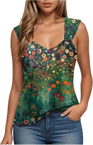 Tank Tops for Women 2025 Trendy Summer V Neck Sleeveless Tee Shirts Spring Clothes Casual Loose Blouses