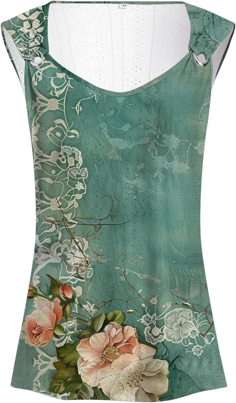 Tank Tops for Women 2025 Trendy Summer V Neck Sleeveless Tee Shirts Spring Clothes Casual Loose Blouses