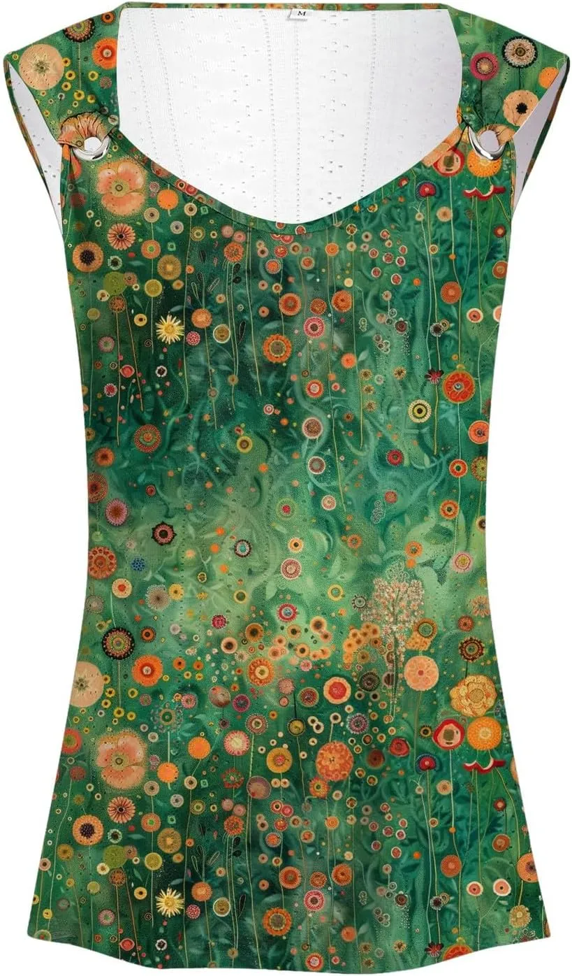 Tank Tops for Women 2025 Trendy Summer V Neck Sleeveless Tee Shirts Spring Clothes Casual Loose Blouses