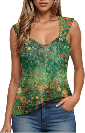 Tank Tops for Women 2025 Trendy Summer V Neck Sleeveless Tee Shirts Spring Clothes Casual Loose Blouses
