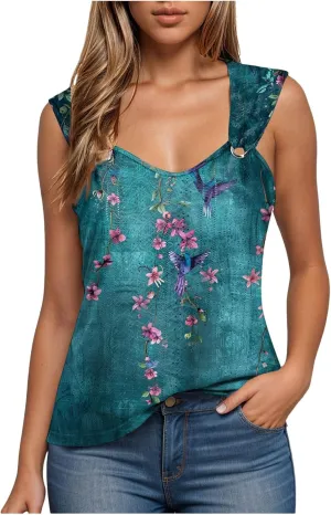 Tank Tops for Women 2025 Trendy Summer V Neck Sleeveless Tee Shirts Spring Clothes Casual Loose Blouses