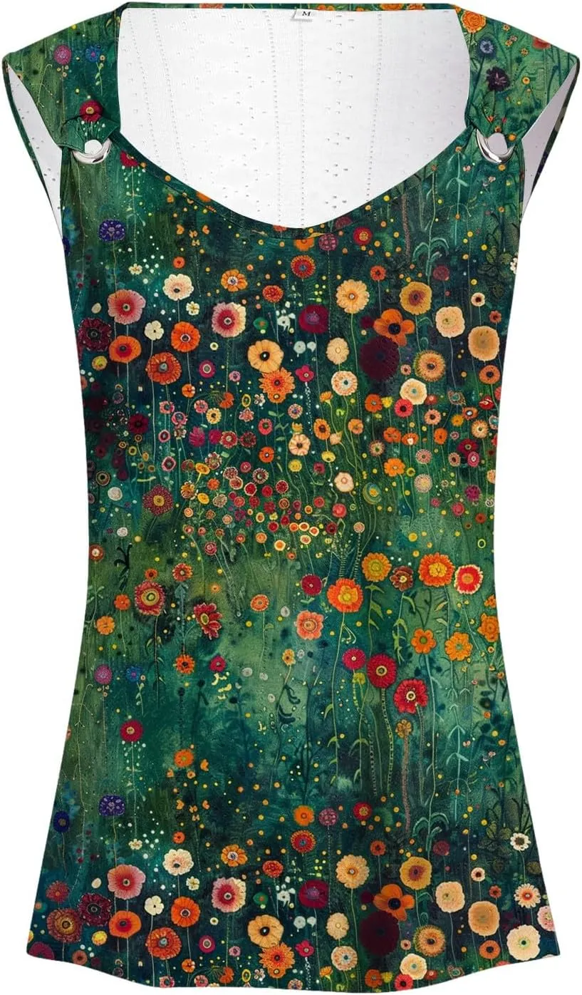 Tank Tops for Women 2025 Trendy Summer V Neck Sleeveless Tee Shirts Spring Clothes Casual Loose Blouses