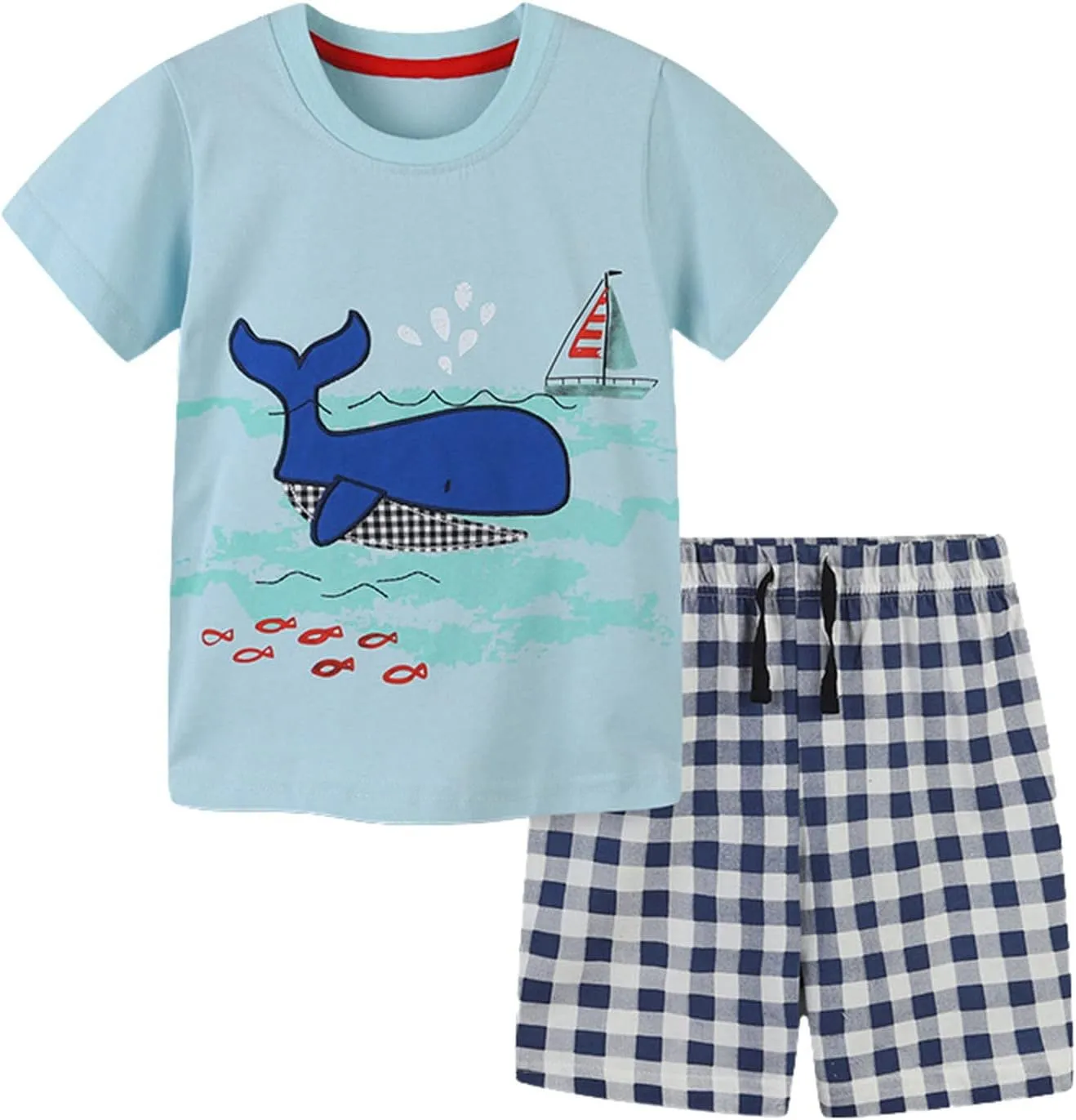 Toddler Boys 𝐏a𝐣ama Sets Short Sleeve Cotton 𝐏ajamas Cute 𝐏js for Kids Sl𝐞epwear Tops and Shorts Set Loung𝐞wear