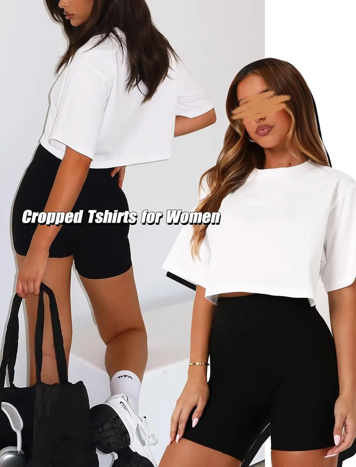 TZLDN Women Short Sleeve Oversized Cropped Tshirts Workout Loose Fit Boxy Tee Shirts Cotton Cute Basic Gym Summer Tops