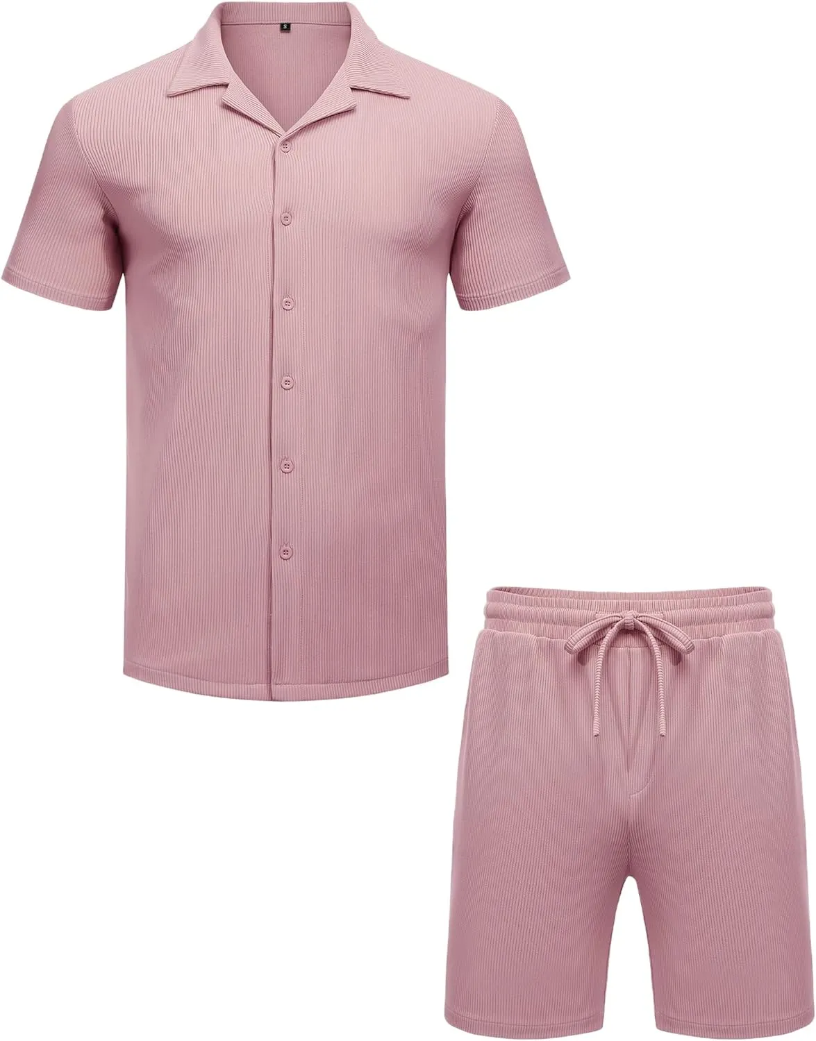 URRU Men's Shirt and Shorts Set Short Sleeve Casual Button Down 2 Piece Summer Outfits