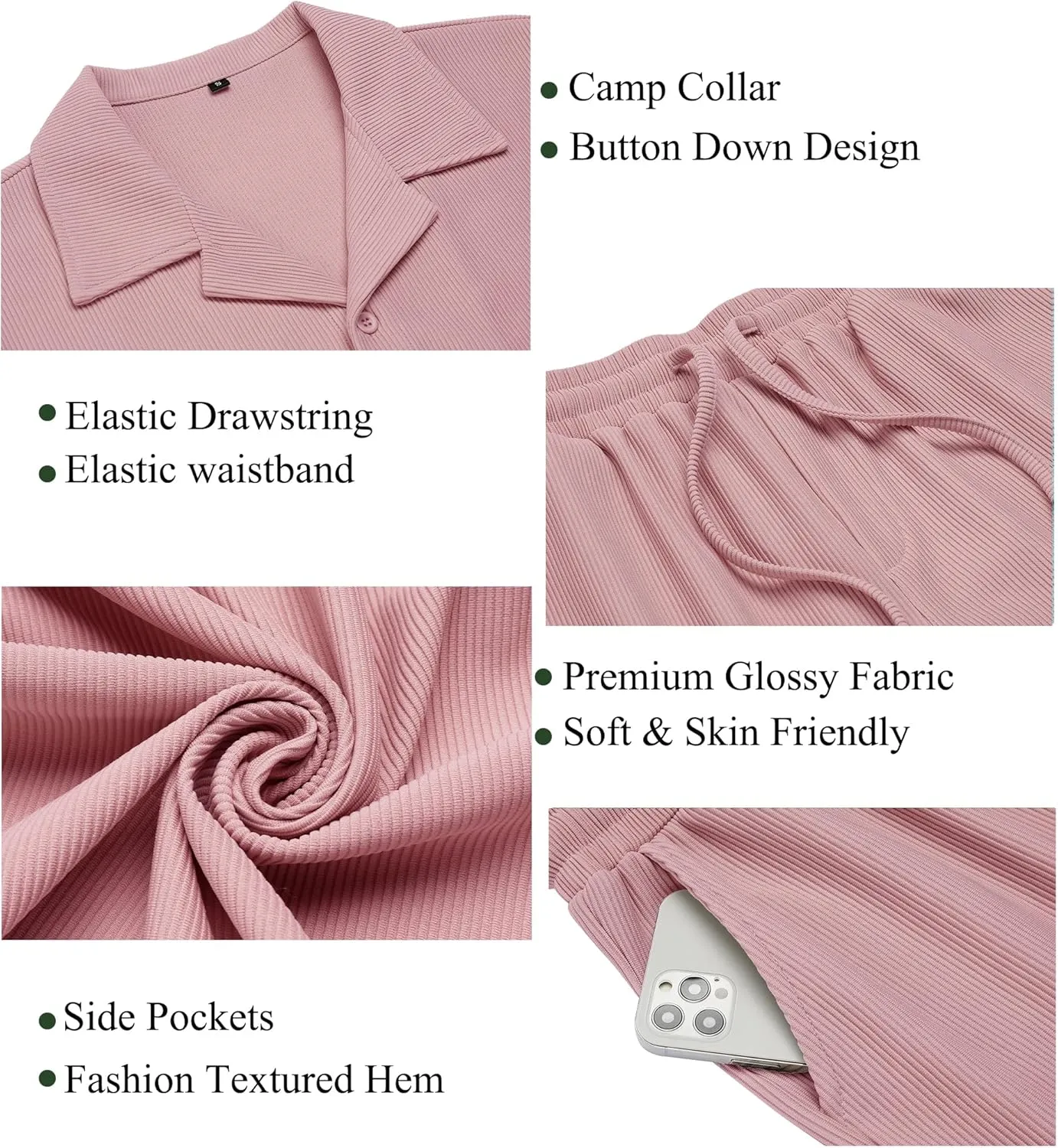 URRU Men's Shirt and Shorts Set Short Sleeve Casual Button Down 2 Piece Summer Outfits
