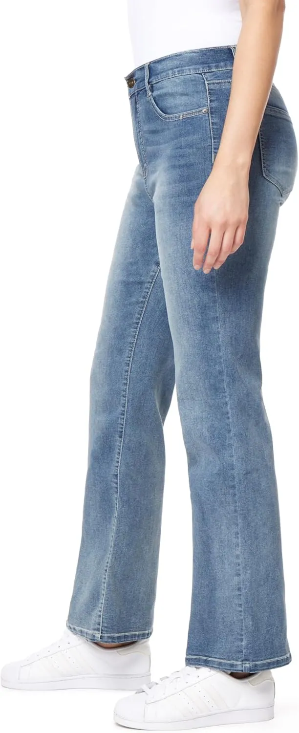 WallFlower Women's Juniors InstaVintage Fearless Curvy High-Rise Stretch Flip Flop Flare Ankle Jeans