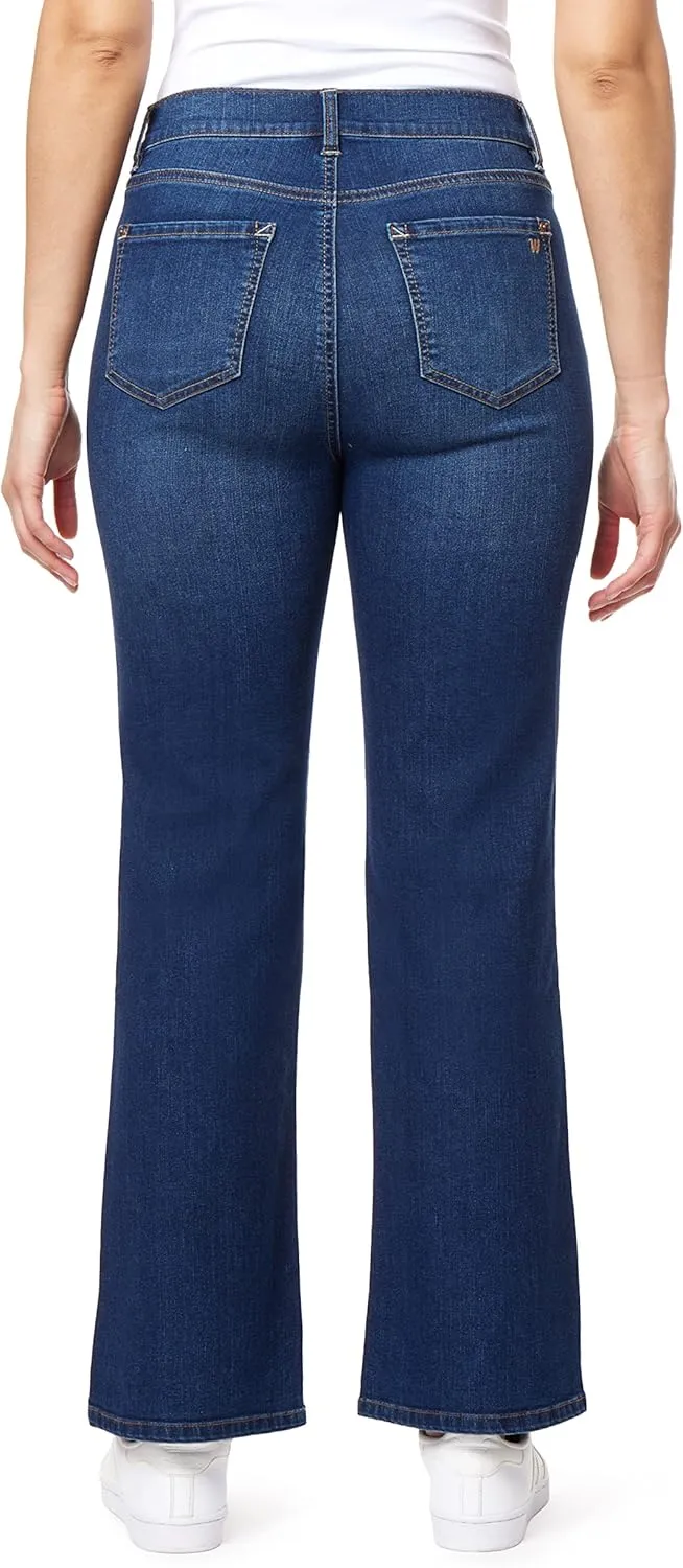 WallFlower Women's Juniors InstaVintage Fearless Curvy High-Rise Stretch Flip Flop Flare Ankle Jeans