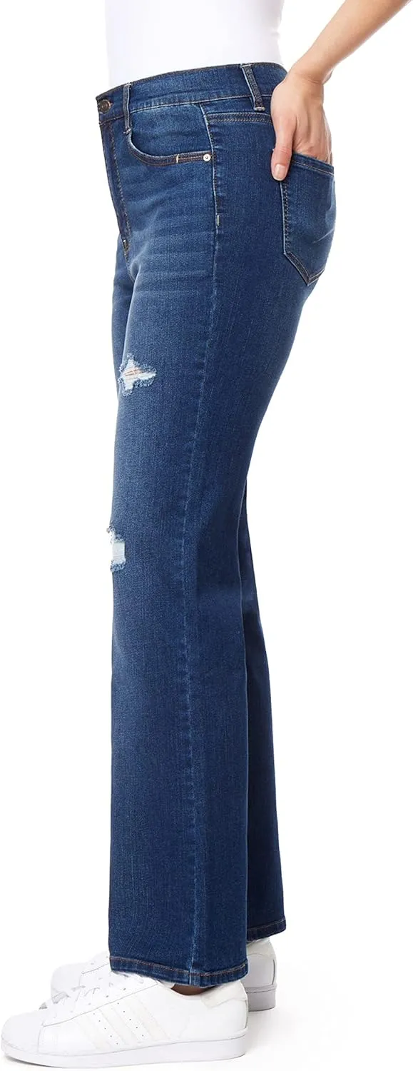 WallFlower Women's Juniors InstaVintage Fearless Curvy High-Rise Stretch Flip Flop Flare Ankle Jeans