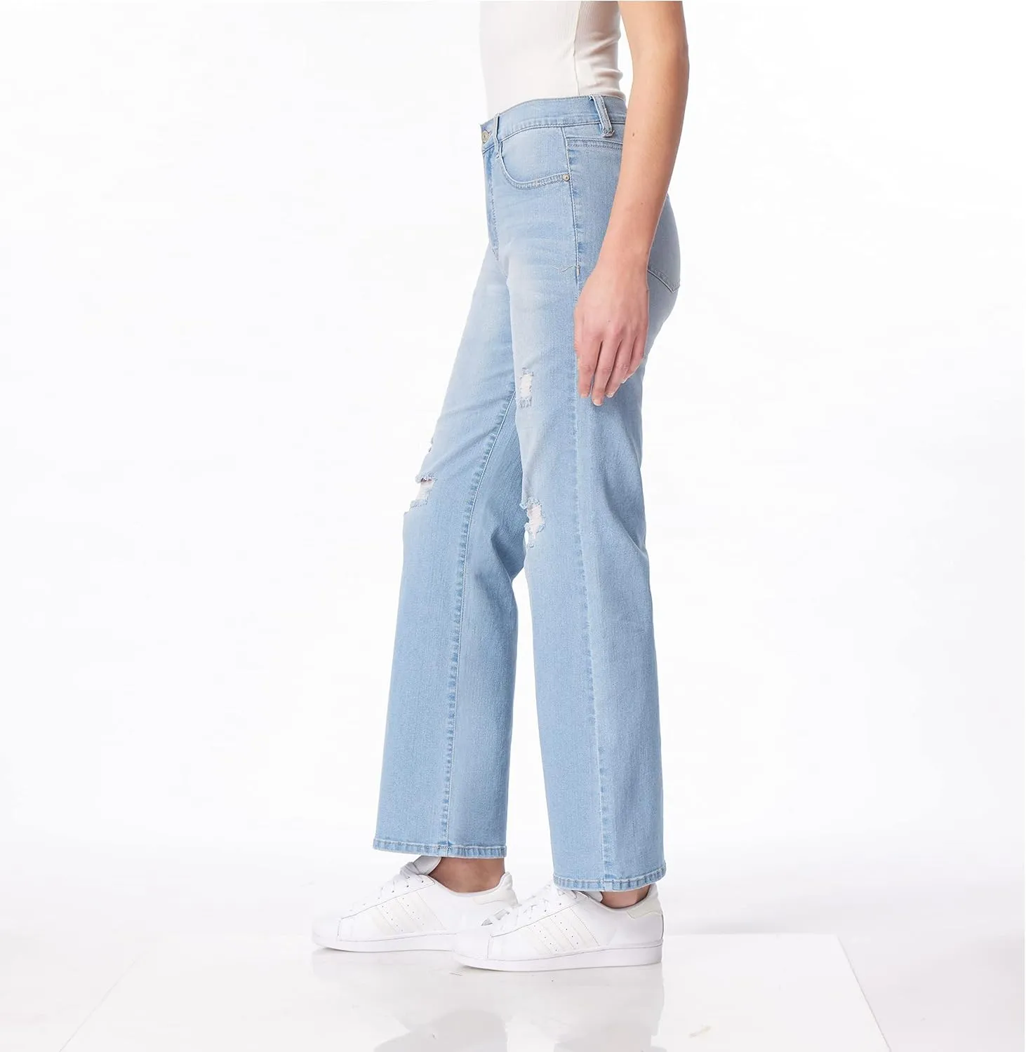 WallFlower Women's Juniors InstaVintage Fearless Curvy High-Rise Stretch Flip Flop Flare Ankle Jeans