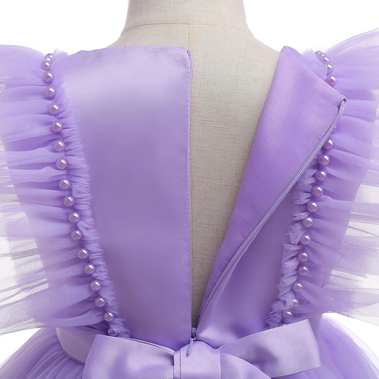 Weileenice Flower Girl Dress Ruffle Tulle Beads Toddler Wedding Pageant Ceremony Birthday Party Evening Tutu Dresses