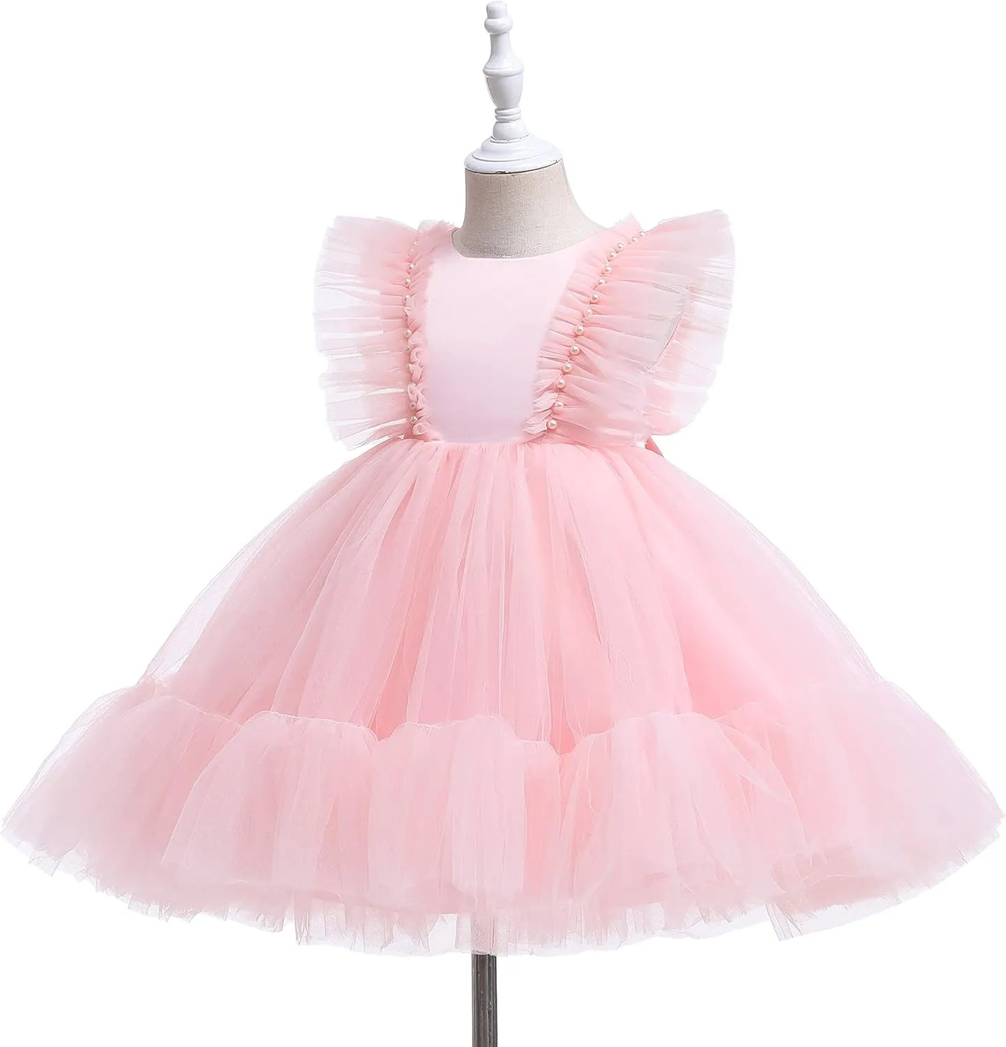 Weileenice Flower Girl Dress Ruffle Tulle Beads Toddler Wedding Pageant Ceremony Birthday Party Evening Tutu Dresses