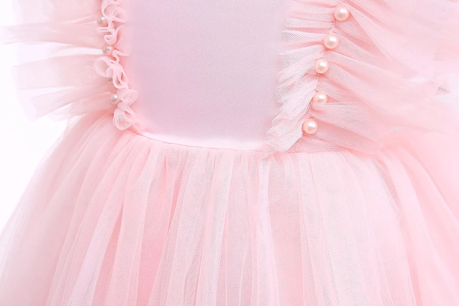 Weileenice Flower Girl Dress Ruffle Tulle Beads Toddler Wedding Pageant Ceremony Birthday Party Evening Tutu Dresses