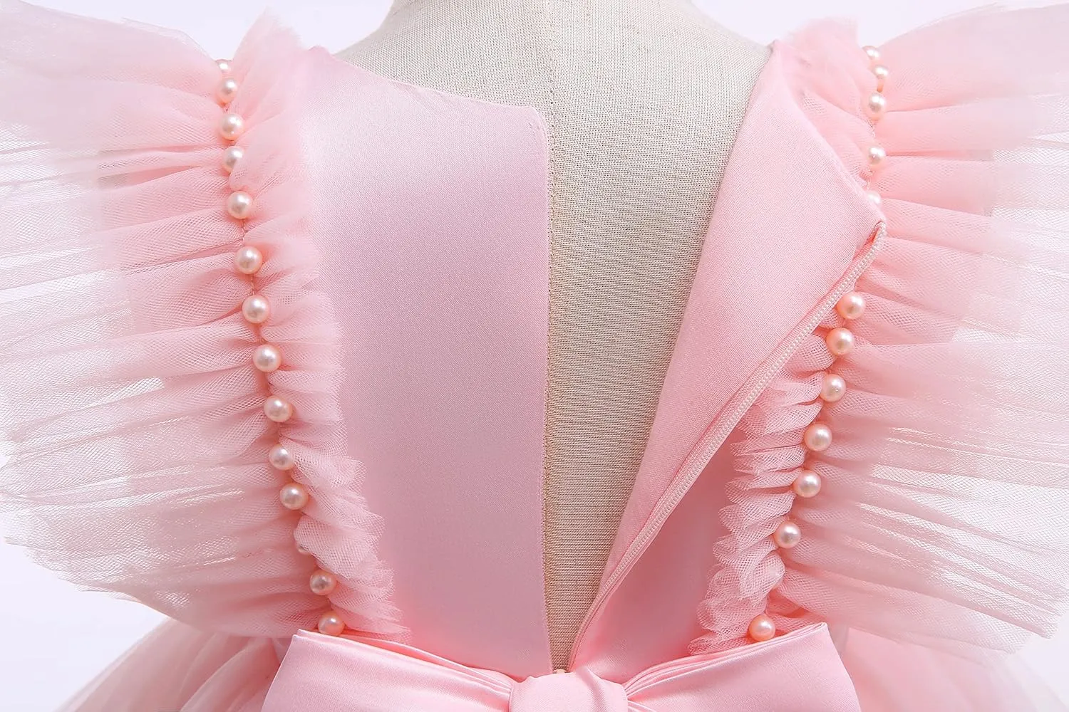 Weileenice Flower Girl Dress Ruffle Tulle Beads Toddler Wedding Pageant Ceremony Birthday Party Evening Tutu Dresses