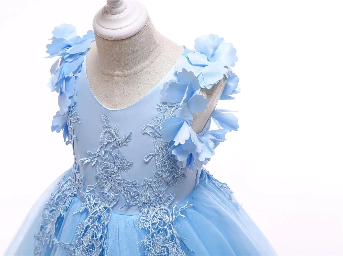 Weileenice Flower Girl Lace Dress Pageant Kids Wedding Christmas Holiday Party Dresses