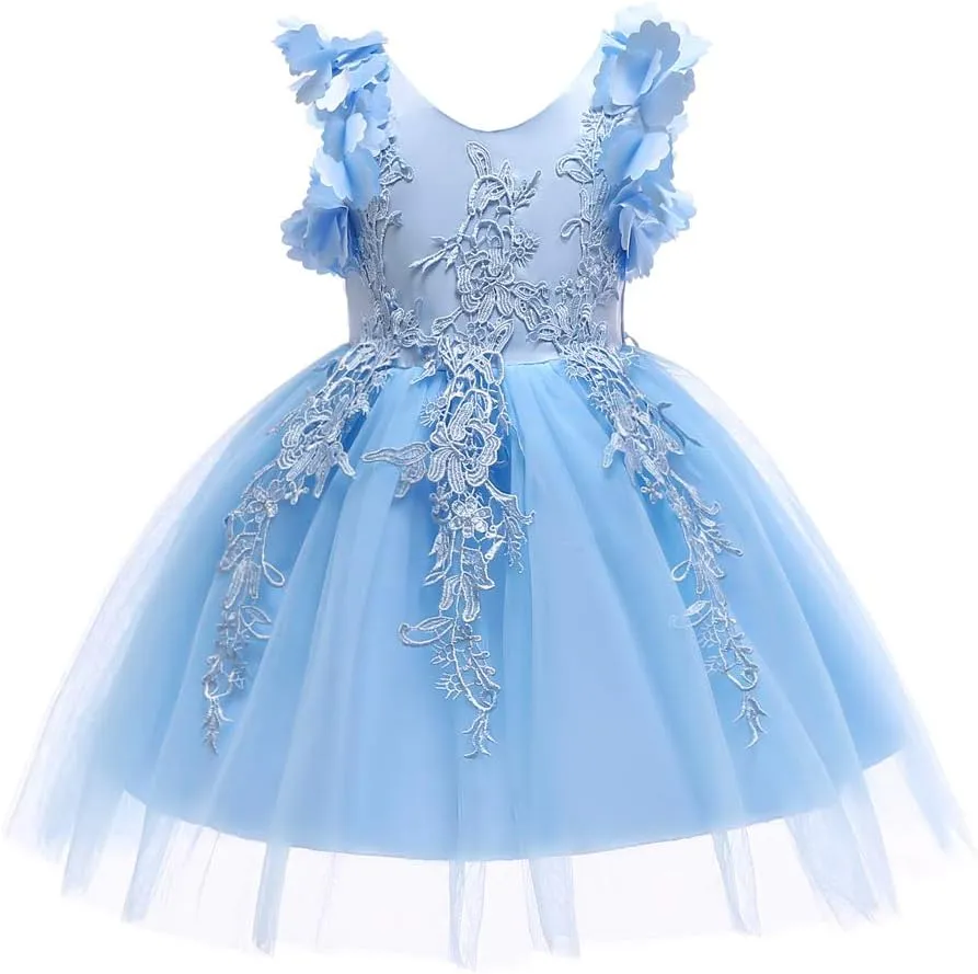 Weileenice Flower Girl Lace Dress Pageant Kids Wedding Christmas Holiday Party Dresses