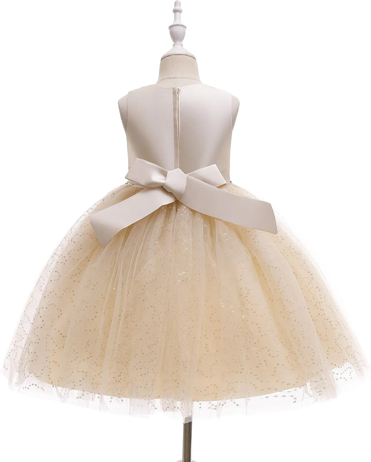 Weileenice Flower Girl Vintage Sequin Dress Kids Sparkly Rhinestone Tulle Formal Photo Shoot Wedding Party Prom Dresses