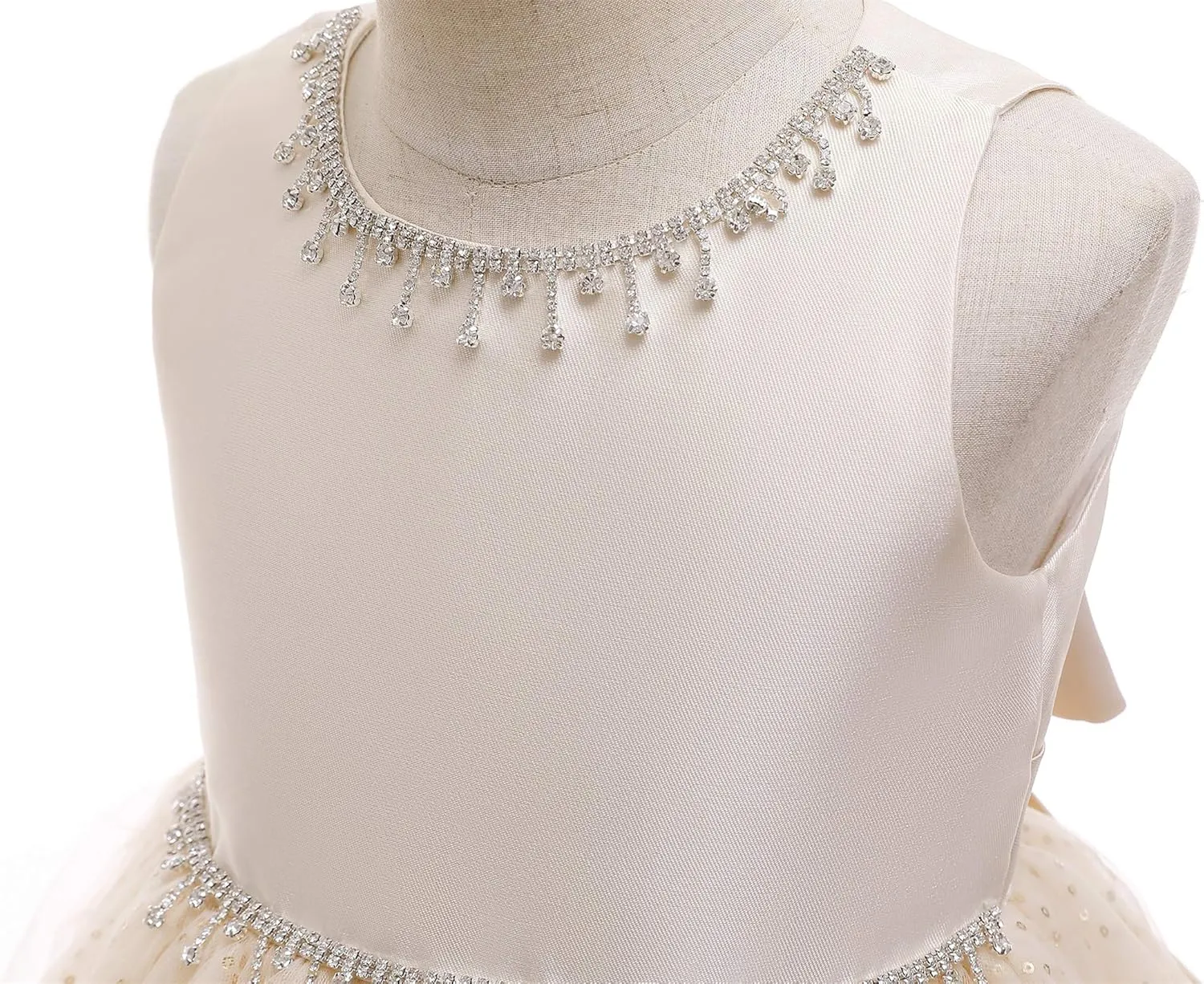 Weileenice Flower Girl Vintage Sequin Dress Kids Sparkly Rhinestone Tulle Formal Photo Shoot Wedding Party Prom Dresses