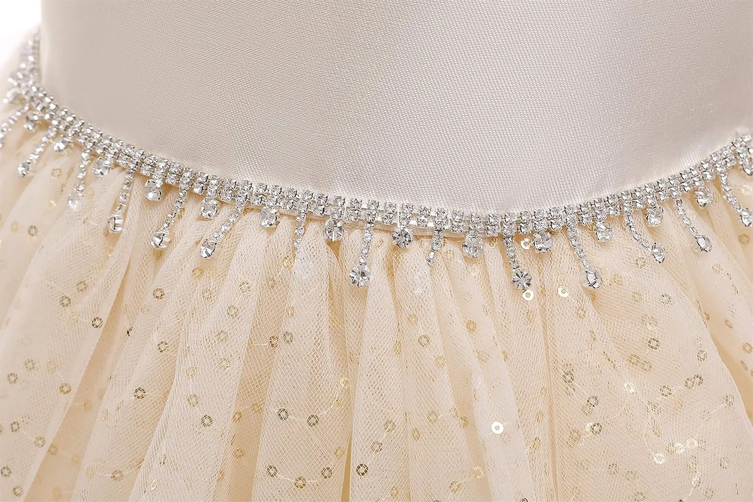 Weileenice Flower Girl Vintage Sequin Dress Kids Sparkly Rhinestone Tulle Formal Photo Shoot Wedding Party Prom Dresses