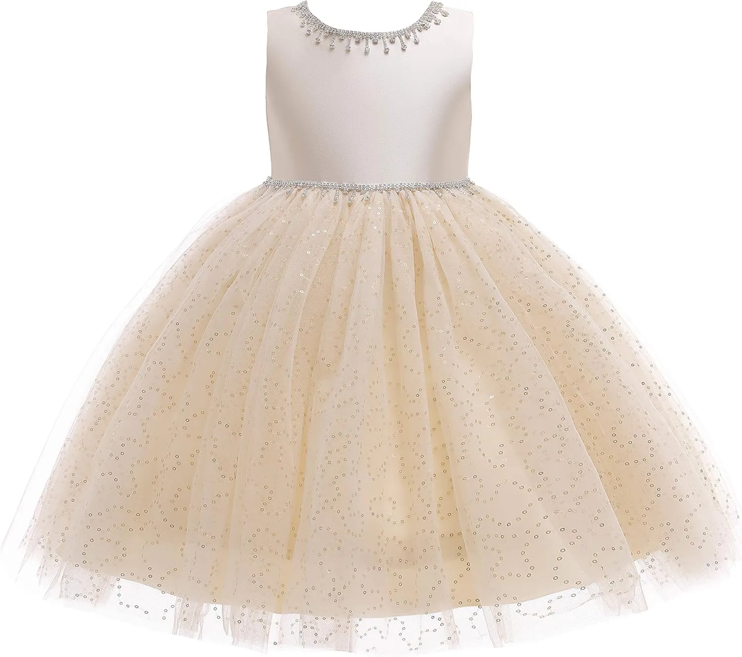 Weileenice Flower Girl Vintage Sequin Dress Kids Sparkly Rhinestone Tulle Formal Photo Shoot Wedding Party Prom Dresses